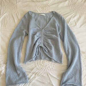 OAK + FORT Soft Blue Ruched sweater